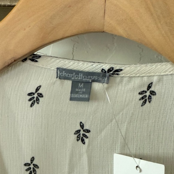 Charlotte Russe|White ditsy Floral long sleeve Boho Blouse,bell sleeves•••NWT - Picture 8 of 11